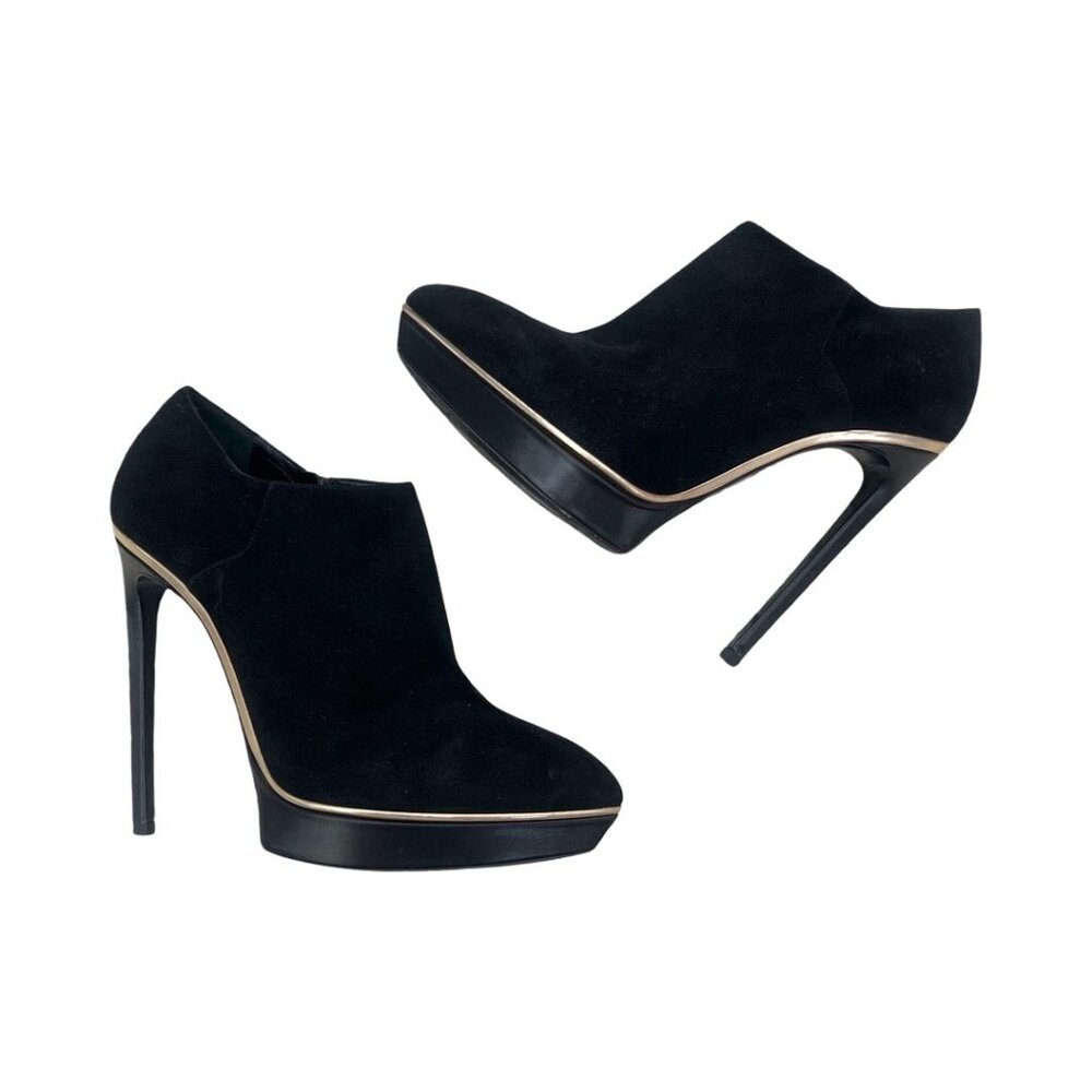 Saint Laurent black platform suede booties size 40.5